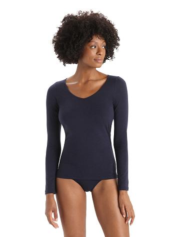 Icebreaker Merino Siren Long Sleeve Sweetheart Top Női Fehérnemű Sötétkék | HU 1687LISH